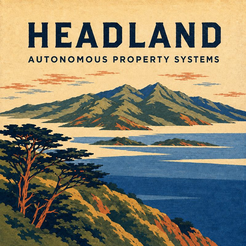 Headland poster: the Marin headlands over the bay, painted in the vintage parks style